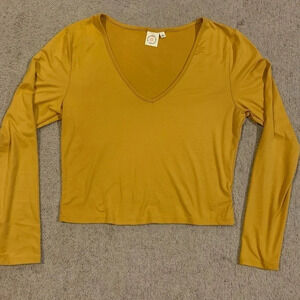 Live In The Moment - large, mustard, soft long sleeve crop